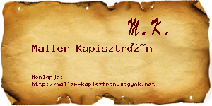 Maller Kapisztrán névjegykártya